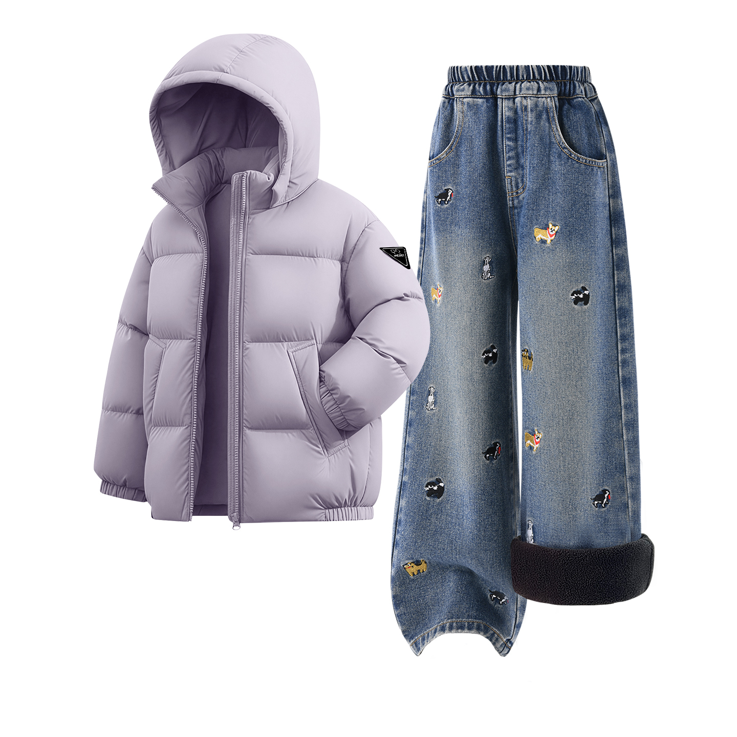Детская повседневная спортивная одежда Disney, [Thickened And Fleece-Lined]Di H Triangle Hook-And-Loop Black+Solid Color Denim Blue — фото 3