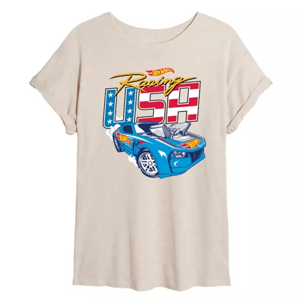

Юношеская футболка oversize в стиле racing usa Hot Wheels, бежевый