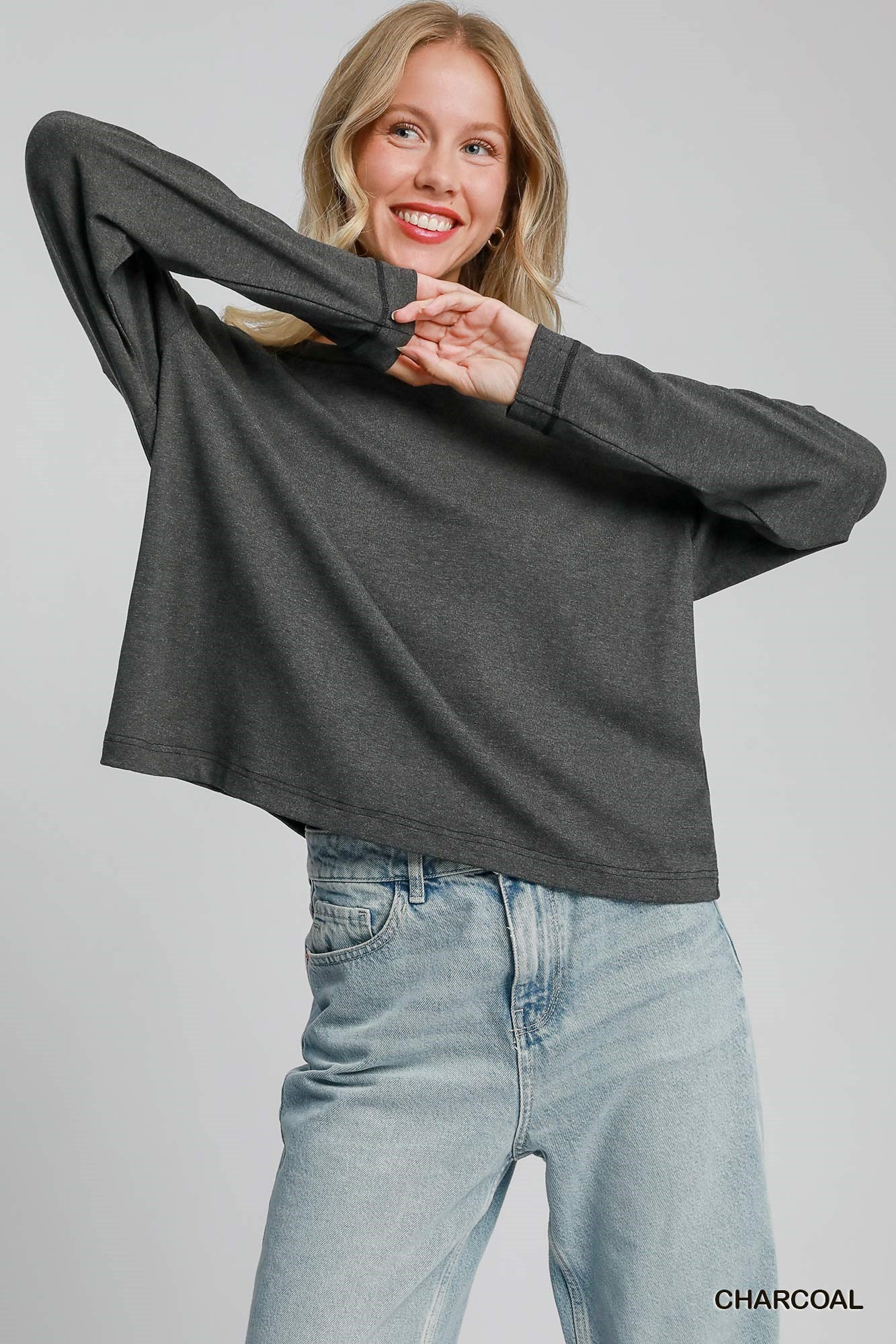 

Мягкий эластичный базовый топ FASHNZFAB, цвет charcoal