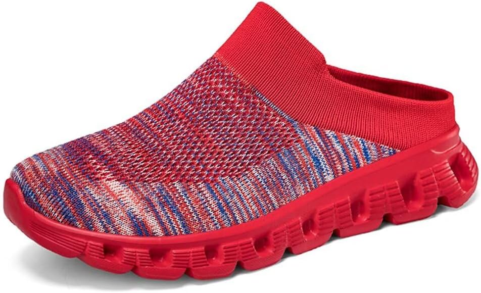 

Jakcuz Men: кроссовки без спины, дышащие подушки Mule, открытая спина, повседневные тапочки для мужчин, красный