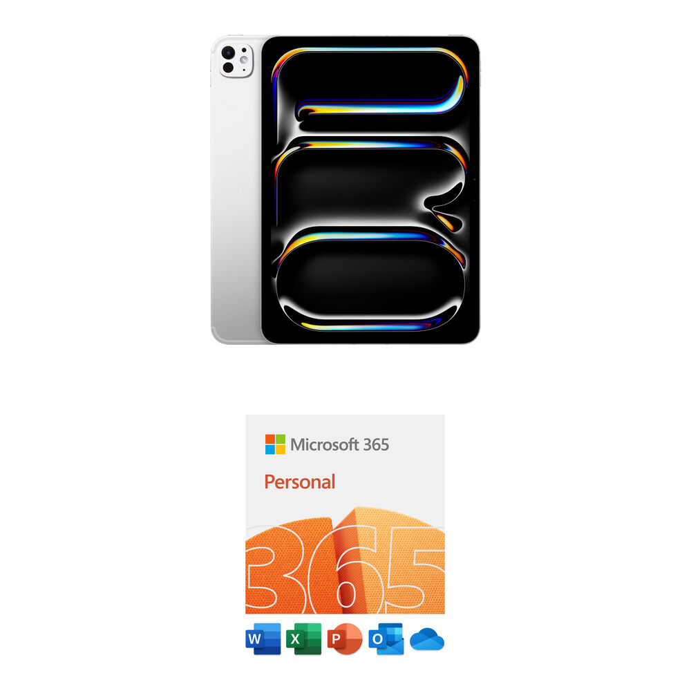 

Комплект Apple iPad Pro 11" M4 с чипом и годовой лицензией Microsoft 365 Personal (стандартное стекло, 256 ГБ, только Wi-Fi, серебристый)