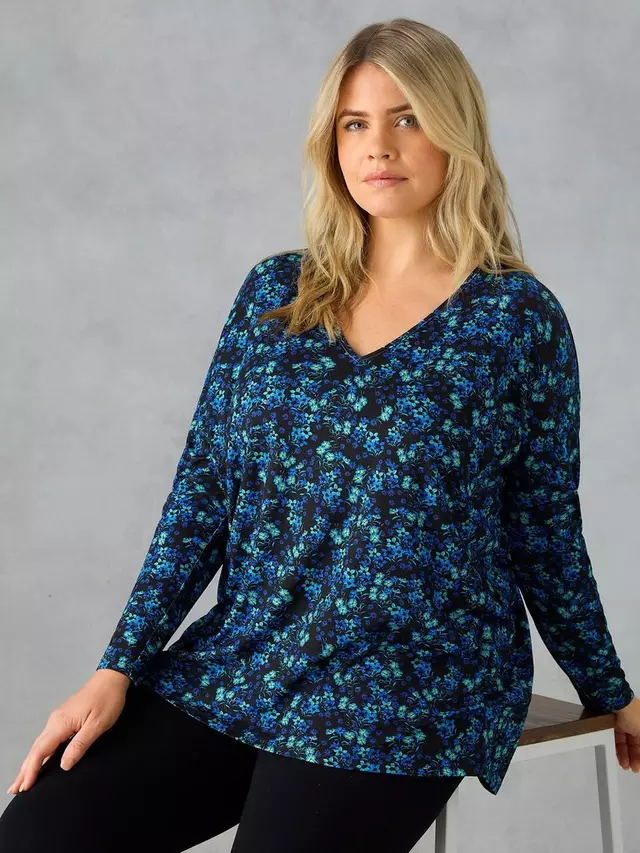 

Топ Live Unlimited Curve Ditsy Jersey, цвет blue/multi