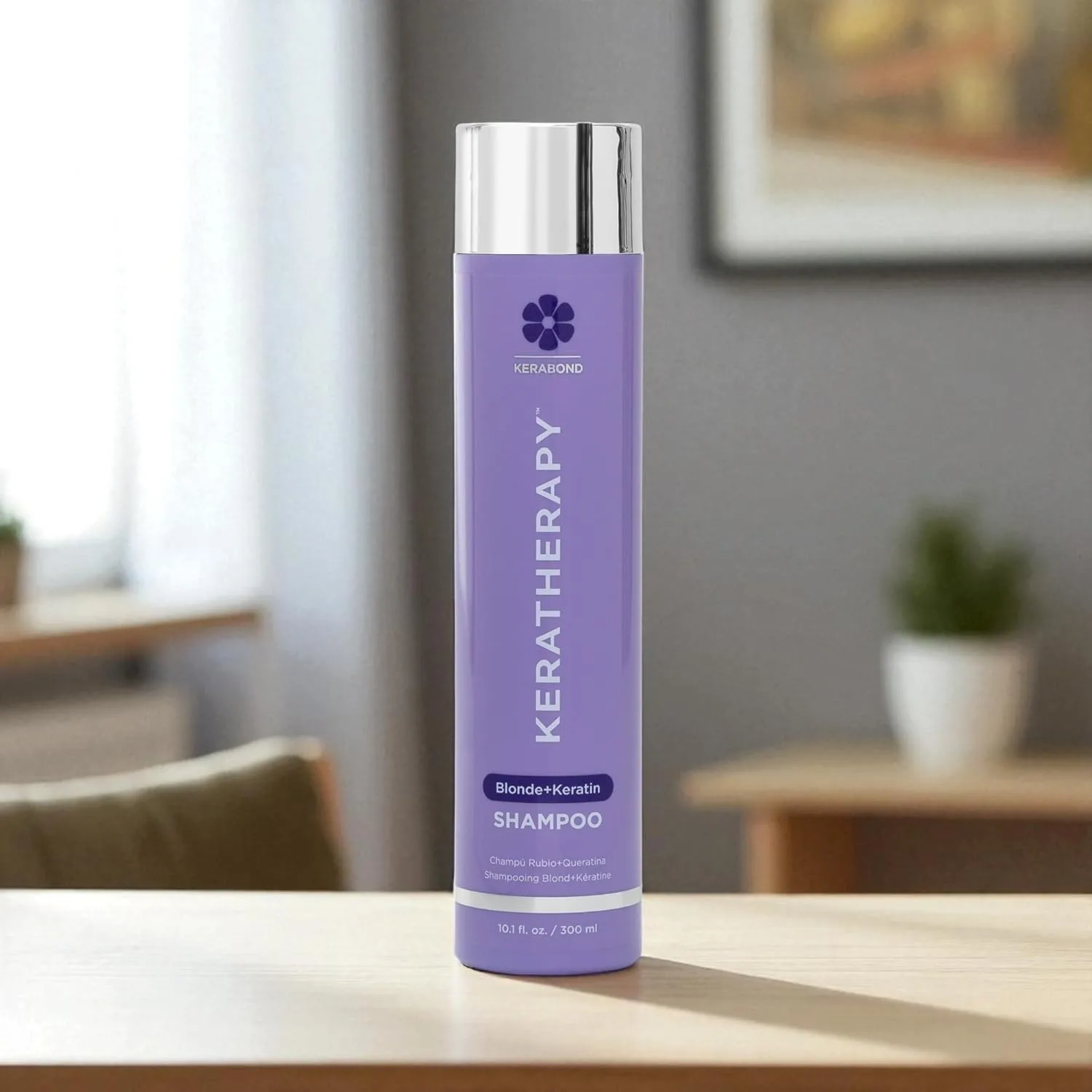 KERATHERAPY Keratin Infused Totally Blonde Violet Toning Shampoo, 300 мл - фиолетовый шампунь для окрашенных блонд, седых и мелированных волос, без сульфатов и парабенов, purple — фото 2