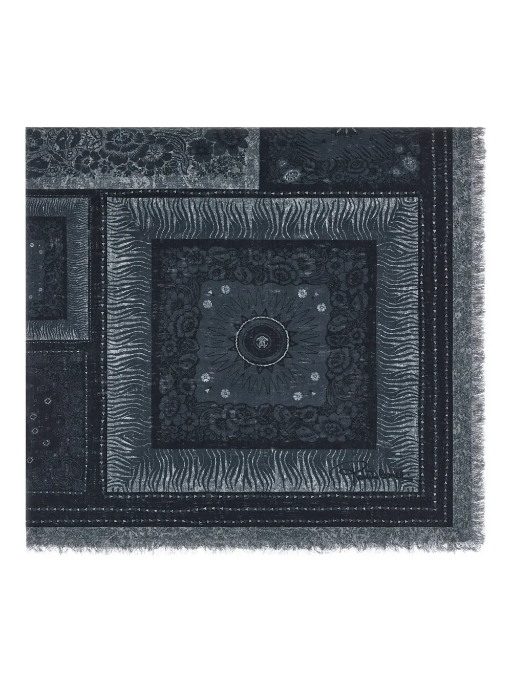 

Шаль с зебровым узором и логотипом Roberto Cavalli, серый