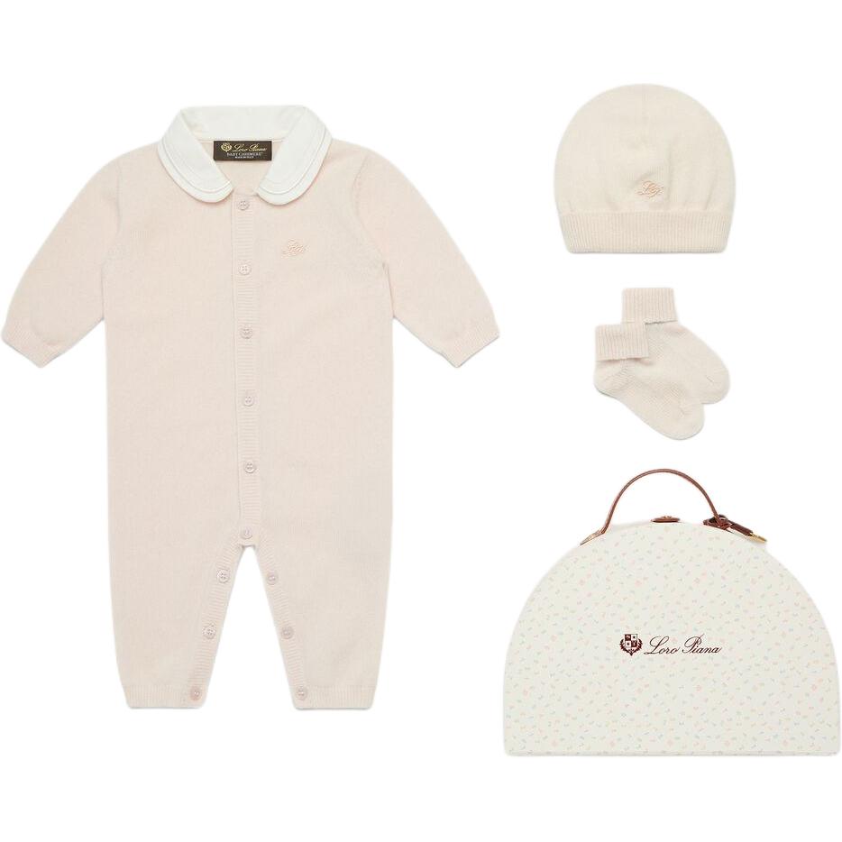 

Комбинезон и ползунки SS26 набор из трех предметов для младенцев и малышей Loro Piana, светло-розовый
