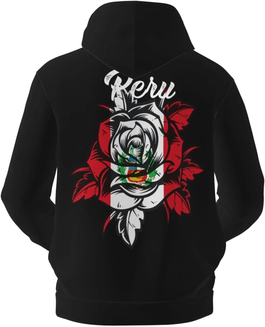 Generic Винтажная флисовая толстовка с капюшоном и карманом Vintage Rose Peruvians Peru Flag — фото 3