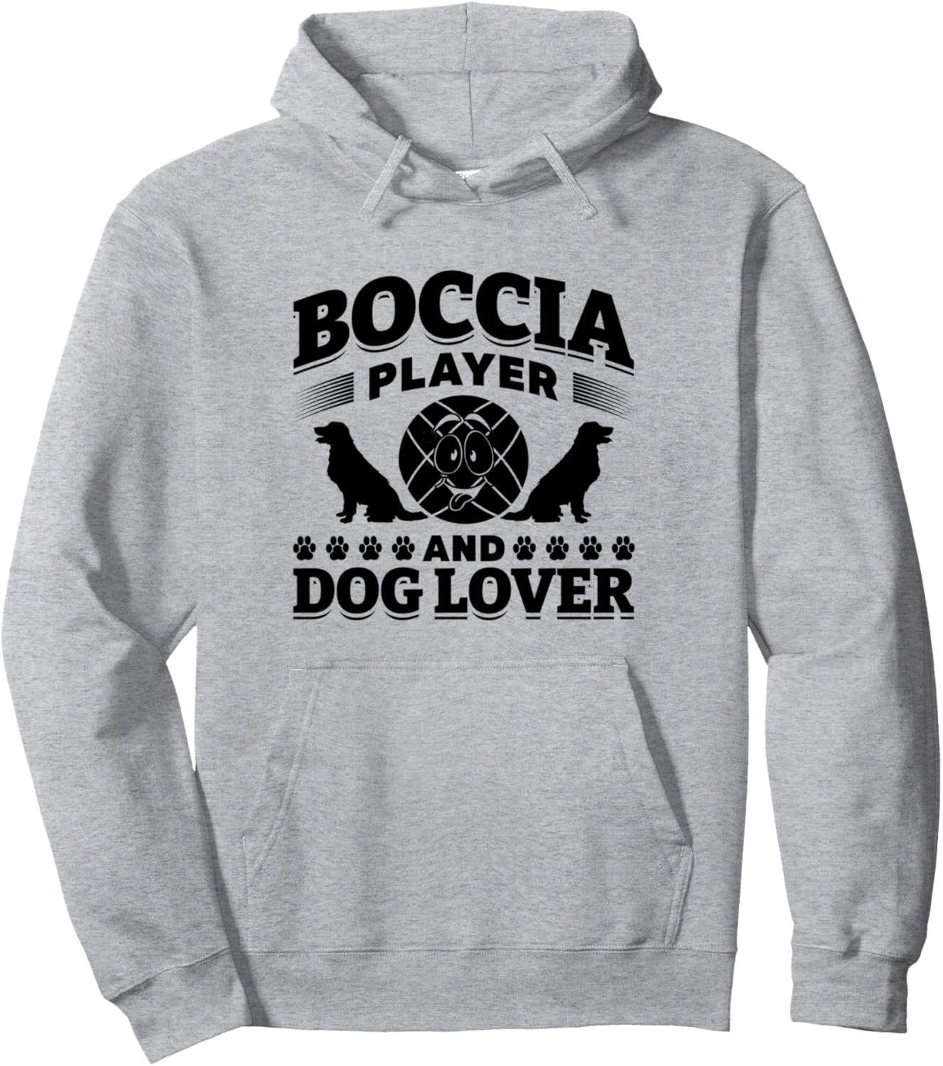 

Худи с надписью «Игрок в бочче и любитель собак - владелец собаки, игрок в бочче» Petanque Boccia Player & Dog Owner, серый