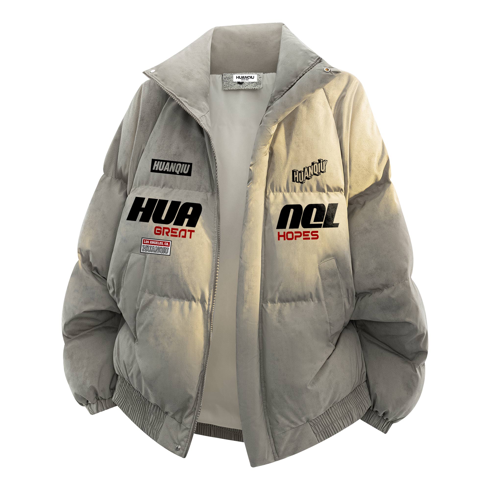 

Пуховик Unisex Stand Collar утепленный стеганый HUANQIU, camel