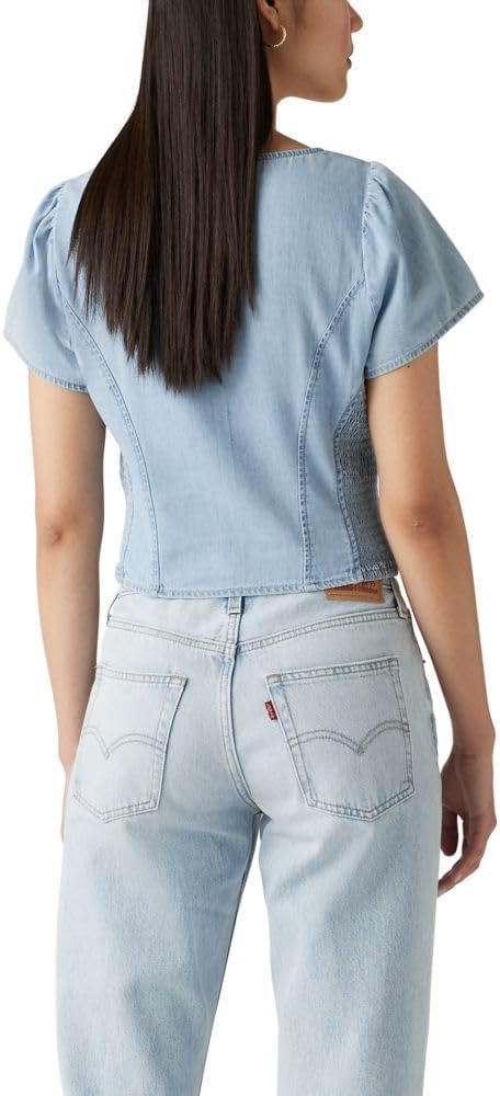 Женский джинсовый корсет Levi's Ophelia с коротким рукавом, Turn Up Light — фото 2