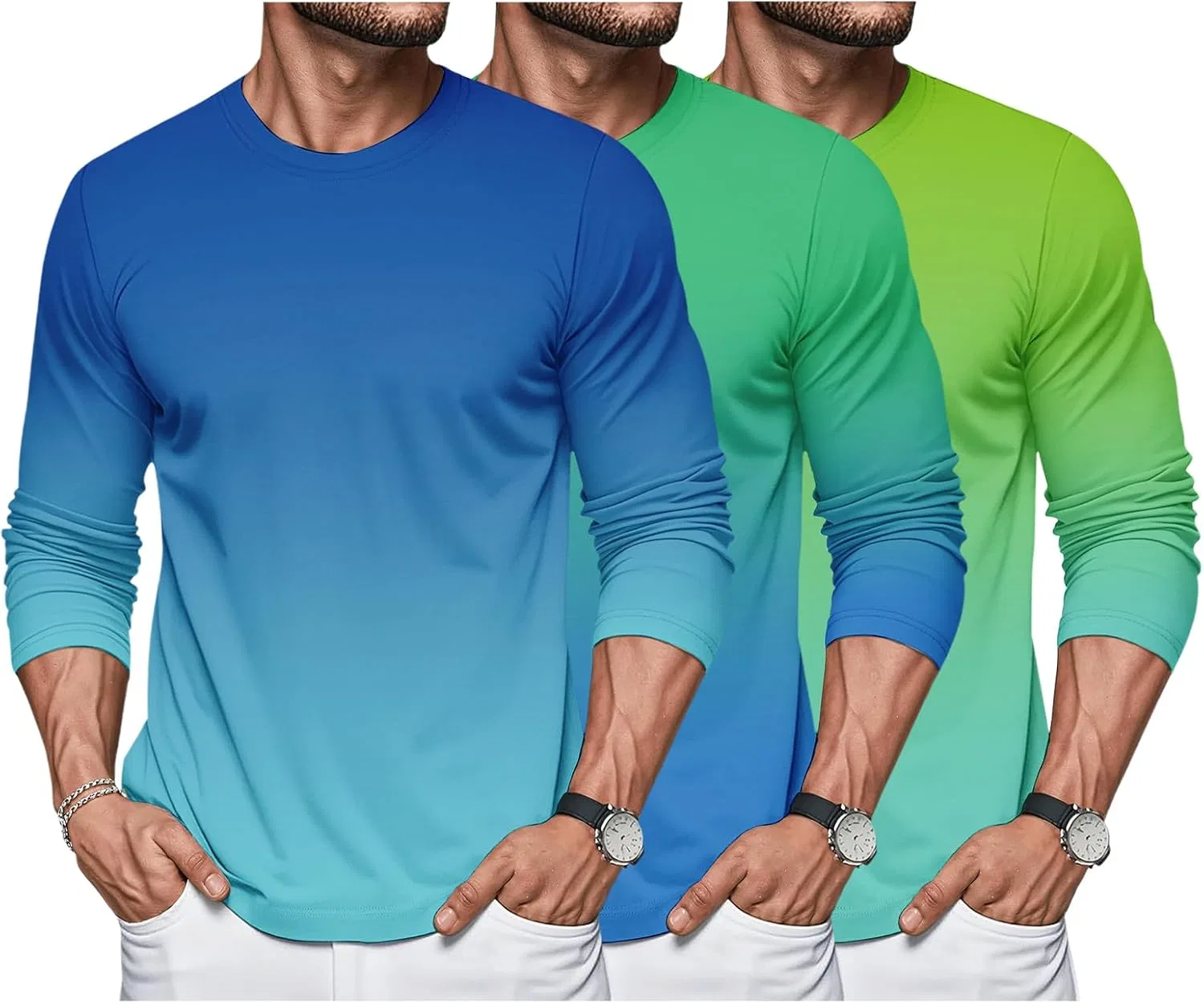 Мужская футболка с длинным рукавом классическая Regular Fit, 3 Pack-02