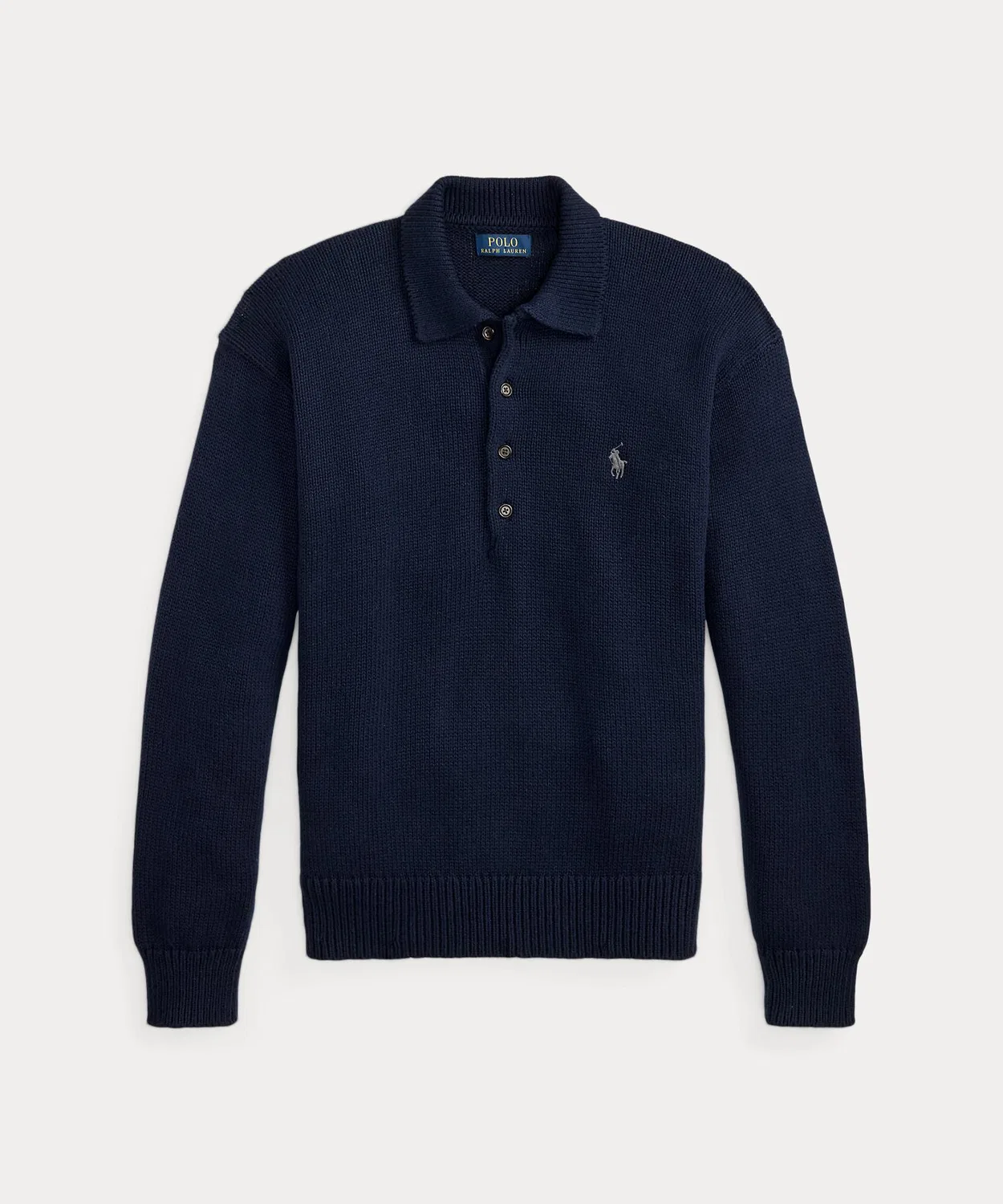 Мужской свитер с длинным рукавомRelaxed Fit Cable Cotton Polo POLO RALPH LAUREN, Синий — фото 2
