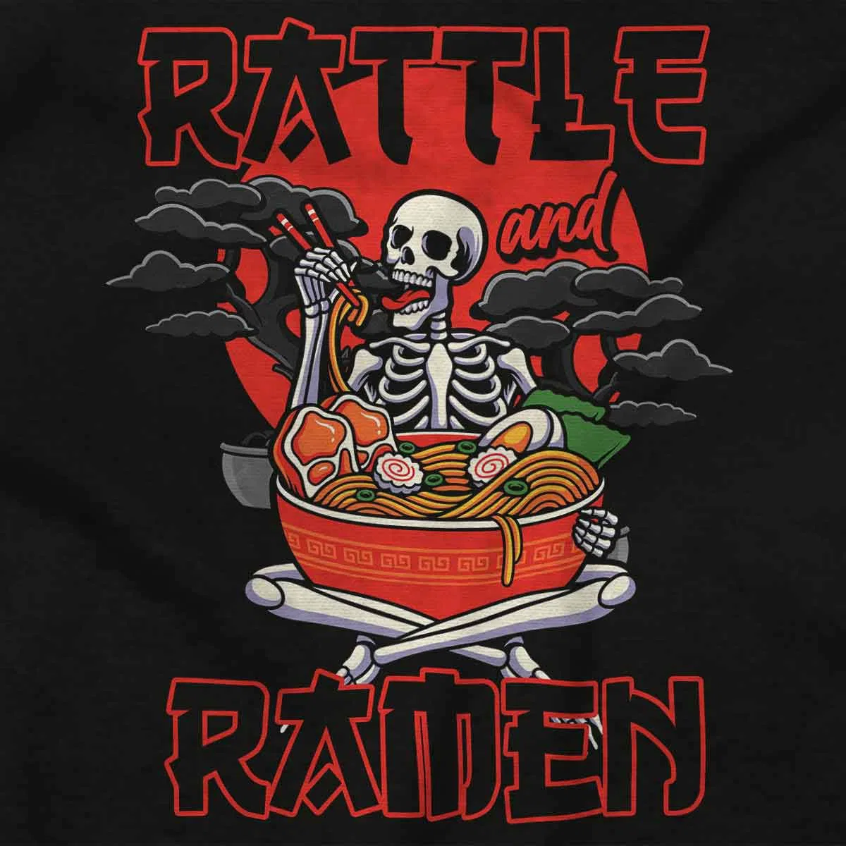Детское боди с коротким рукавом с принтом Japanese Rattle and Ramen Skeleton Brisco Brands, Black — фото 2