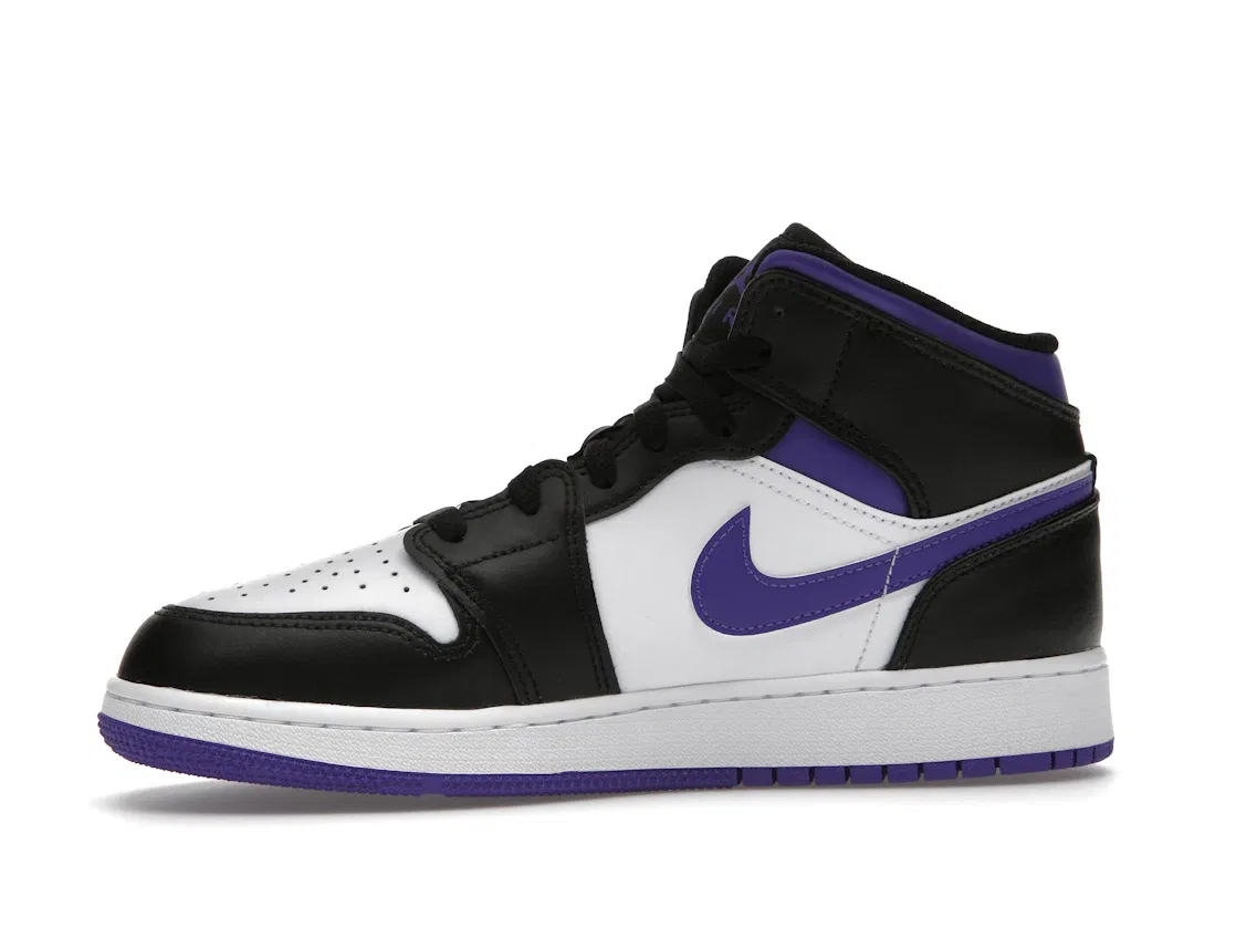 Детские кроссовки с кожаным верхом Jordan 1 Mid Jordan, Black/Dark Iris/White/Court Purple — фото 3