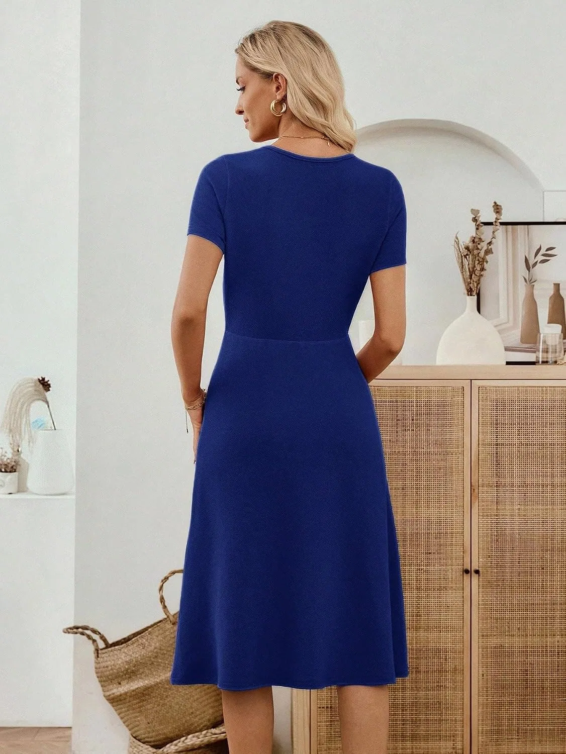Женское повседневное миди-платье с кружевом, Royal Blue — фото 2
