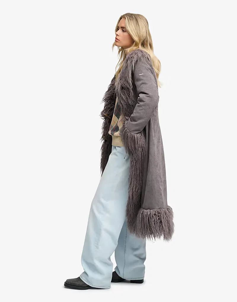 Длинное афганское пальто Superdry космического, синий — фото 3