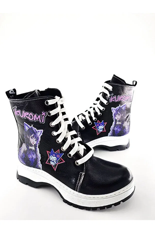 Детские ботинки для девочек с принтом Kuromi Bdkbutik, Black