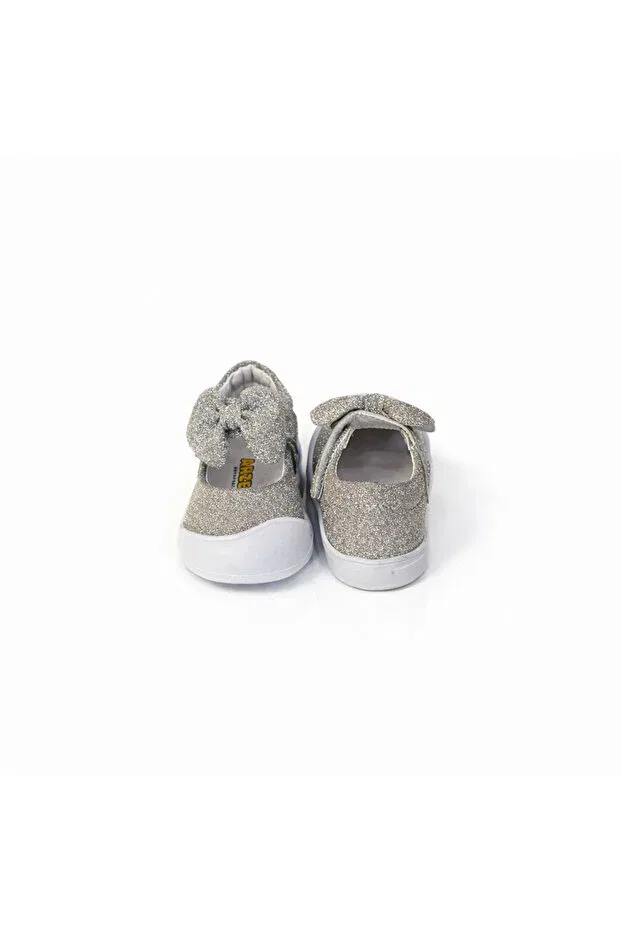 Детские ортопедические туфли для девочек с бантом Rmy Shoes, Silver — фото 3