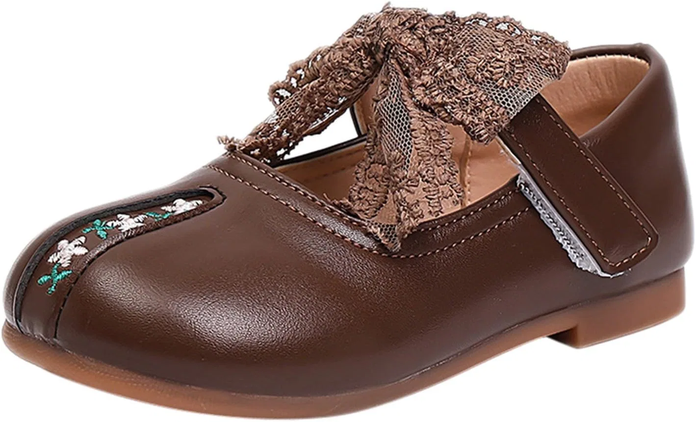 Детские туфли для девочек с клетчатым принтом и оборками, Brown