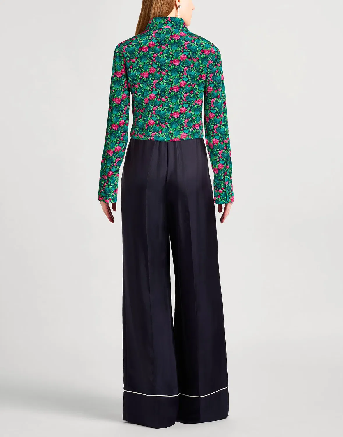 Женская рубашка с цветочным принтом Gucci, зеленый — фото 3
