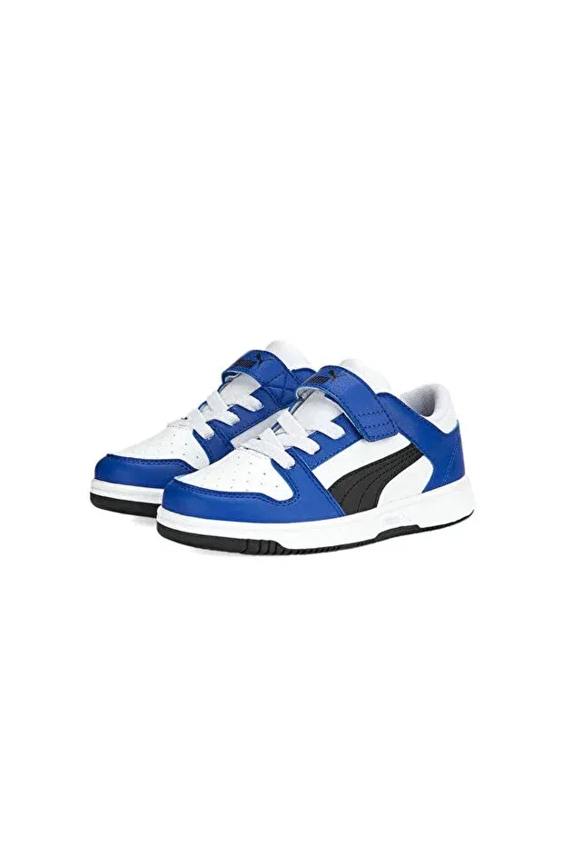 Детские спортивные кроссовки для девочек с липучкой Puma, White - Blue