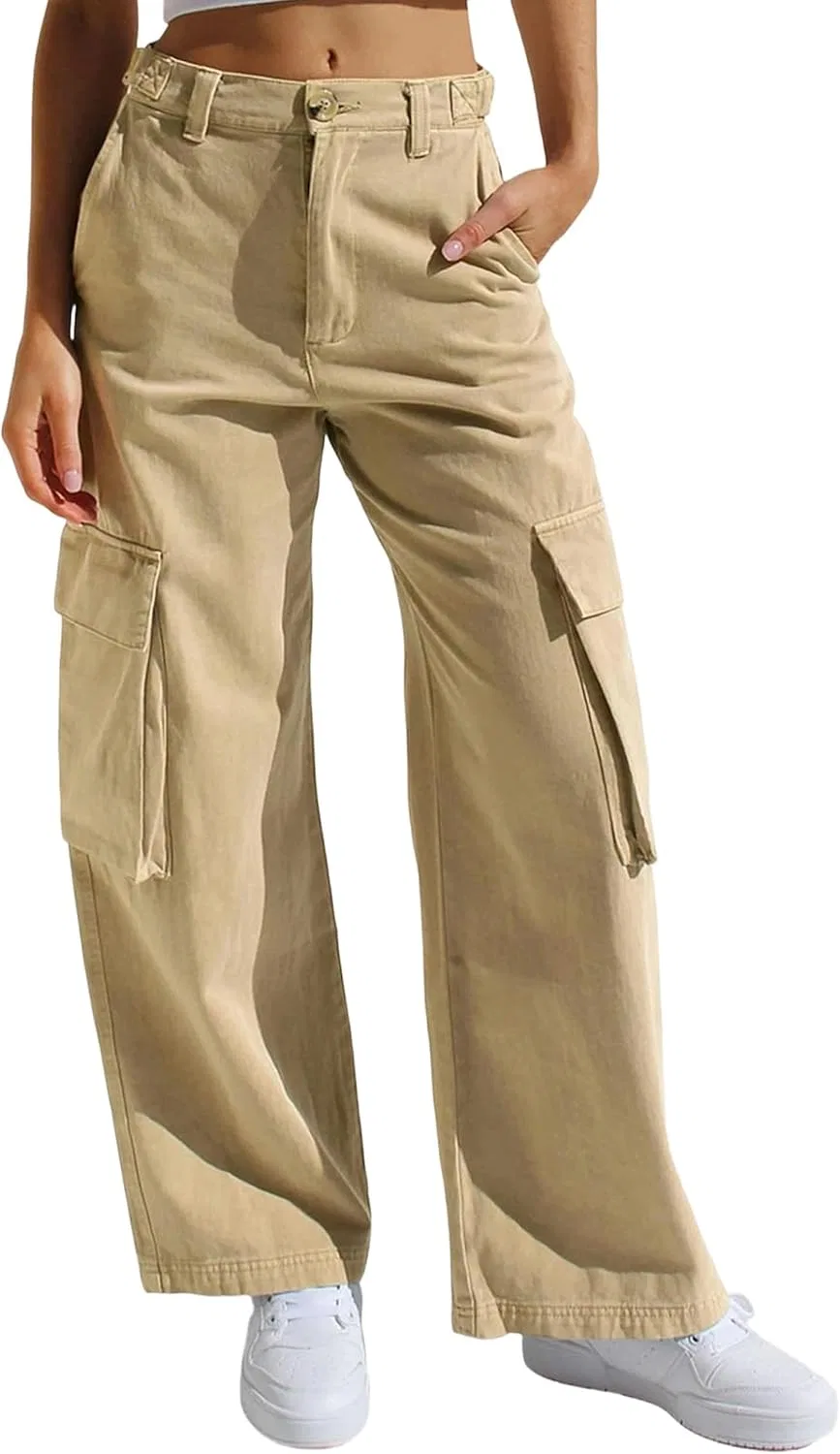 Джинсы карго, свободный крой, Khaki