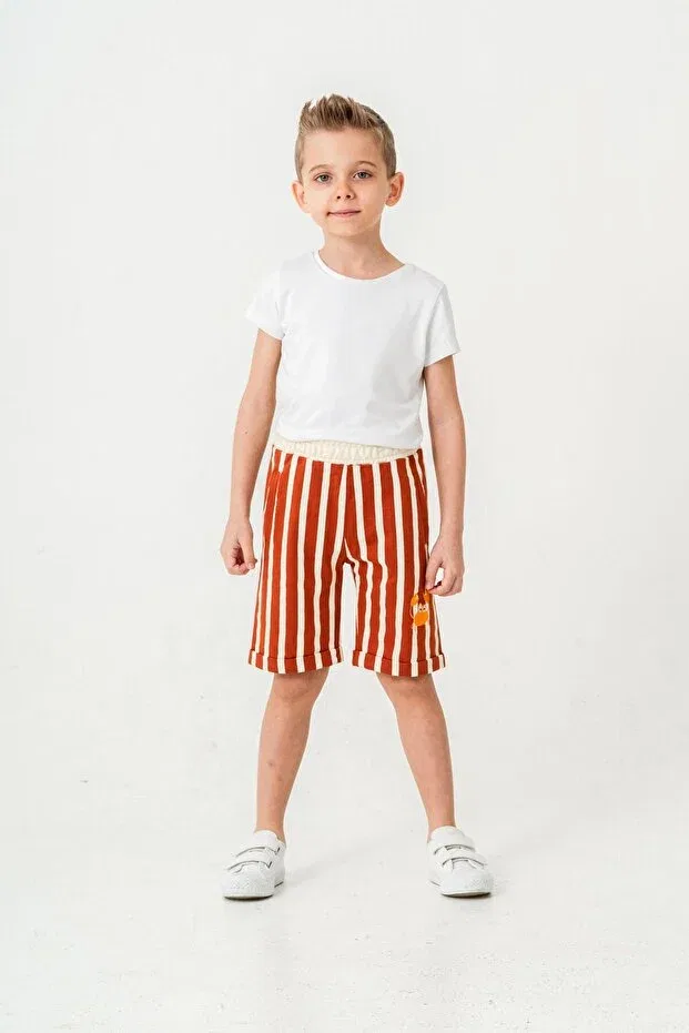 Детские шорты для мальчиков с принтом All area striped crab printed Mışıl Kids, Tile