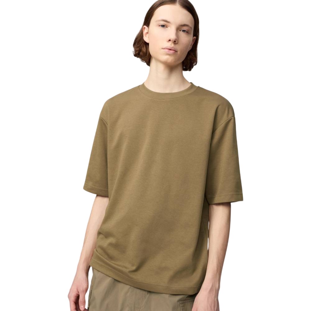 Футболка Uniqlo AIRism Cotton Oversized Crew Neck, 35 коричневый