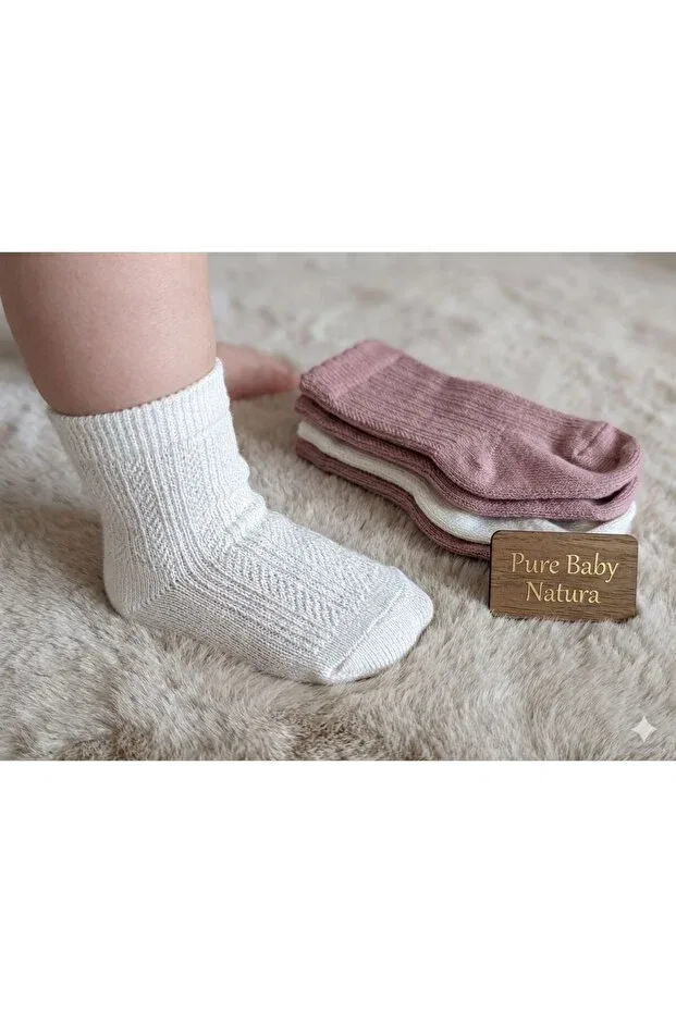 Детские носки для новорожденных хлопковые 3 шт Petite Pure Baby Natura, White