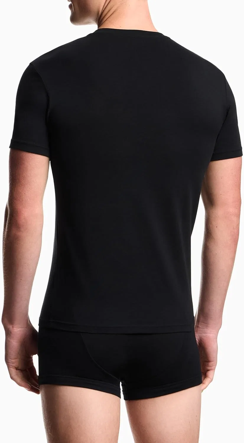 Мужская футболка с V-вырезом Stretch Cotton Jersey Emporio Armani, Black — фото 2