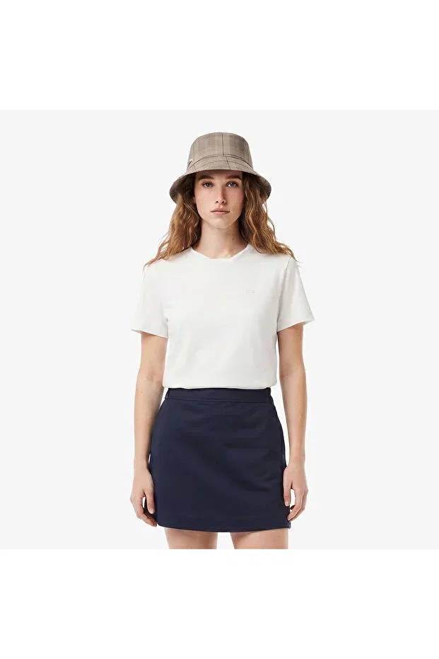 Футболка Lacoste 70V White, свободного кроя, V-образный вырез, белая