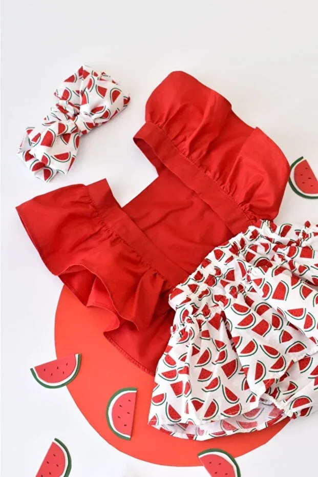 Детский комбинезон для девочек с принтом Little Ya Ya Love, Watermelon — фото 2