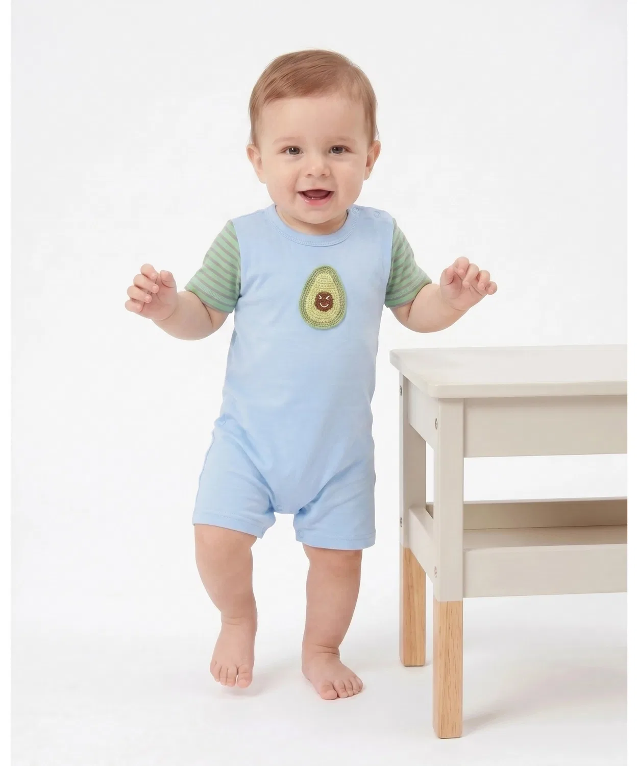 Детский боди-комбинезон с вязаным мотивом, с коротким рукавом, hakka baby, Blue