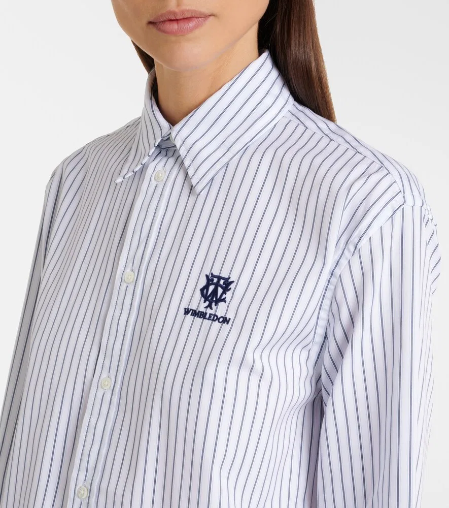Хлопковая полосатая рубашка Wimbledon Polo Ralph Lauren, белый — фото 3