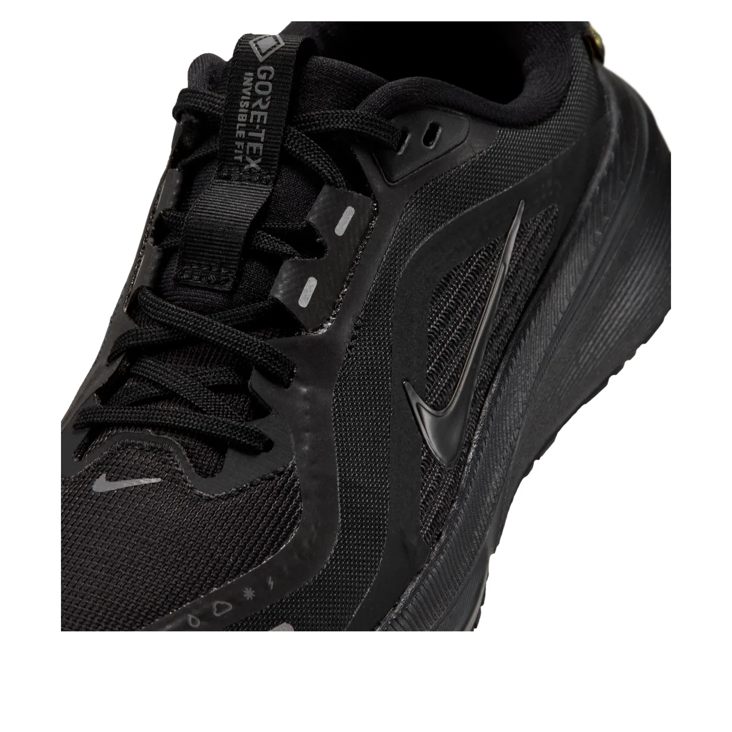 Детские кроссовки с сетчатым верхом Pegasus 42 Gore-Tex 'Black Dark Grey' Nike, Black/Black/Grey Black/Dark Grey — фото 3