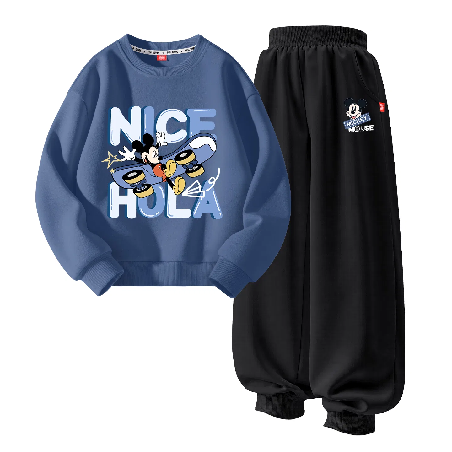 Детский спортивный костюм с круглым вырезом Disney Dike Indigo Blue+Dike Happy K Black