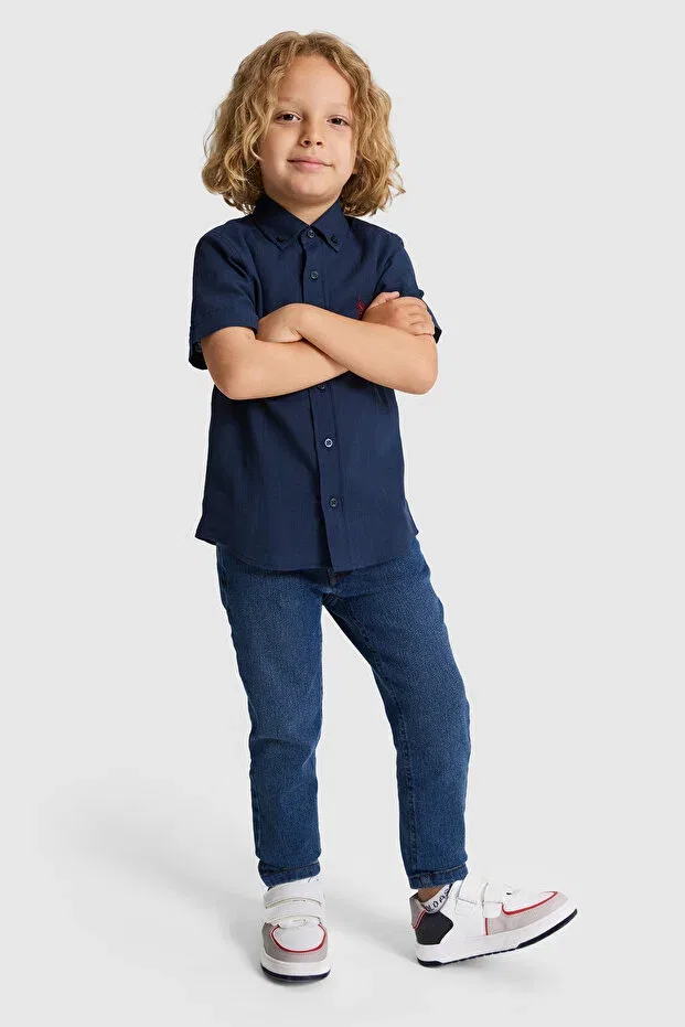 Детская рубашка для мальчиков с коротким рукавом U.S. Polo Assn., Navy Blue — фото 4