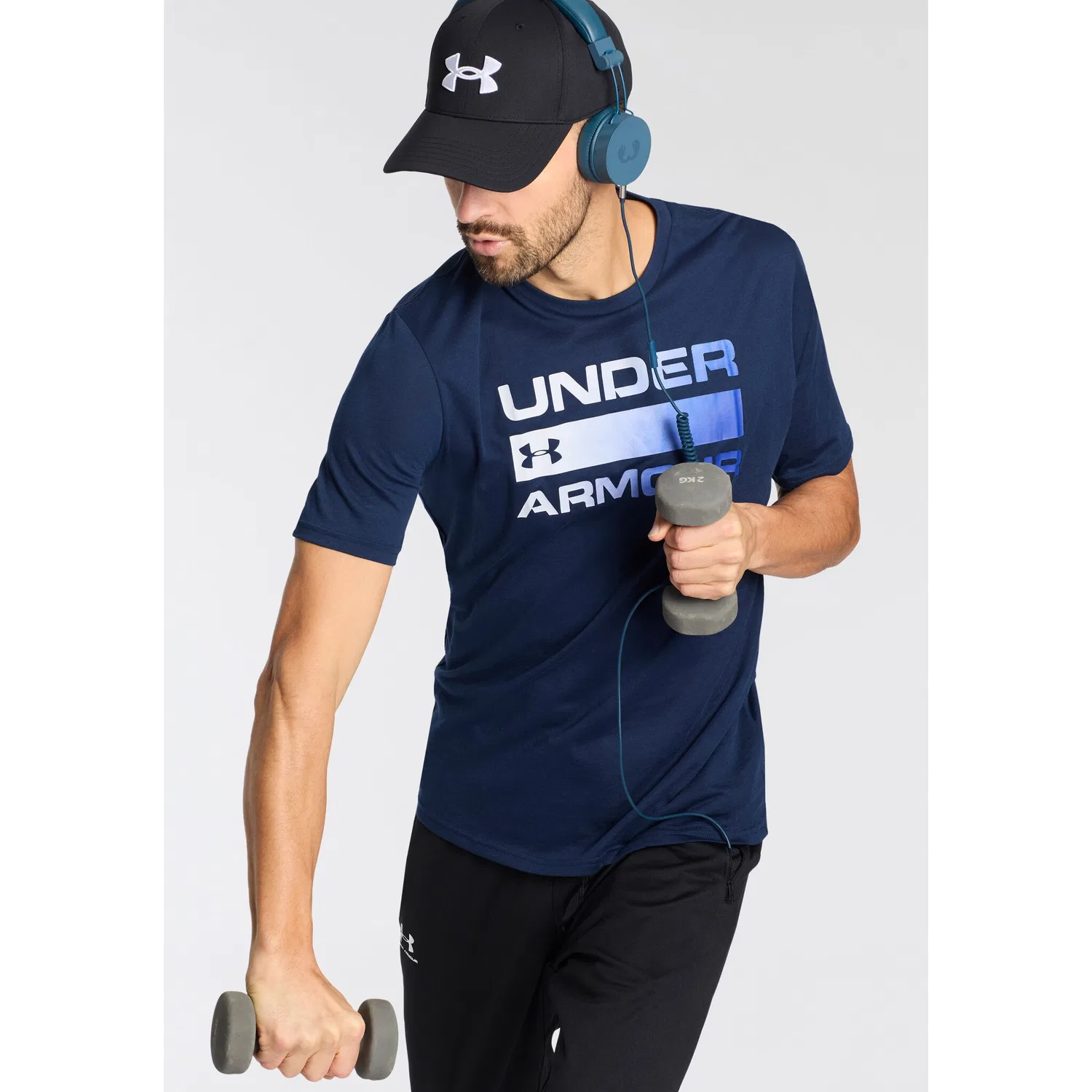 Детская хлопковая футболка с графическим принтом Under Armour, Navy — фото 4