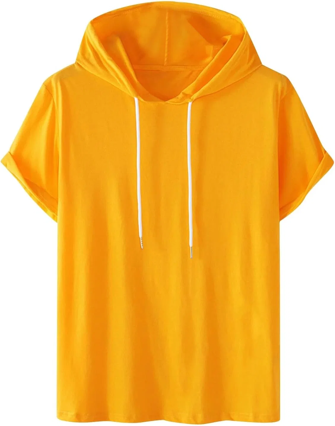 Мужская легкая футболка-худи с капюшоном Solid Color, Yellow