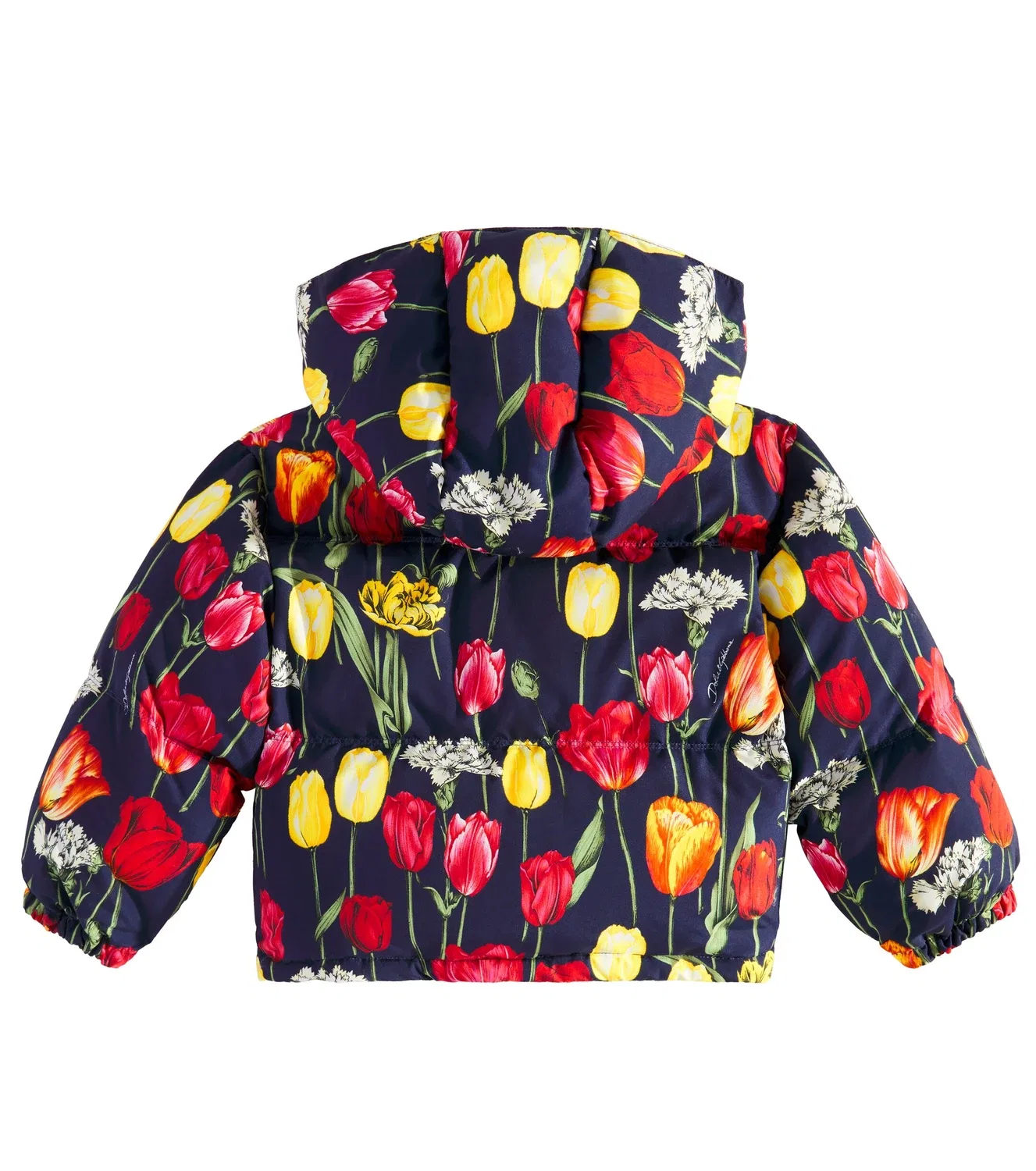 Пуховик с цветочным принтом Dolce&Gabbana Kids, синий — фото 4