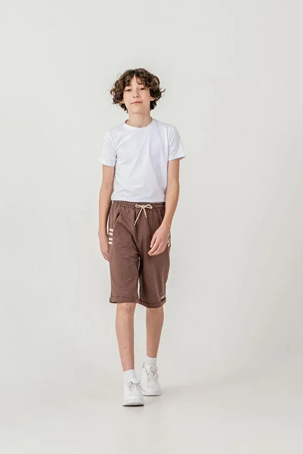 Детские шорты для мальчиков с принтом Champs printed sides 4-stripe Mışıl Kids, Brown