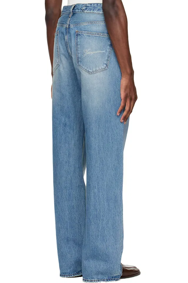Синие джинсы the straight de-nîmes denim Jacquemus — фото 3