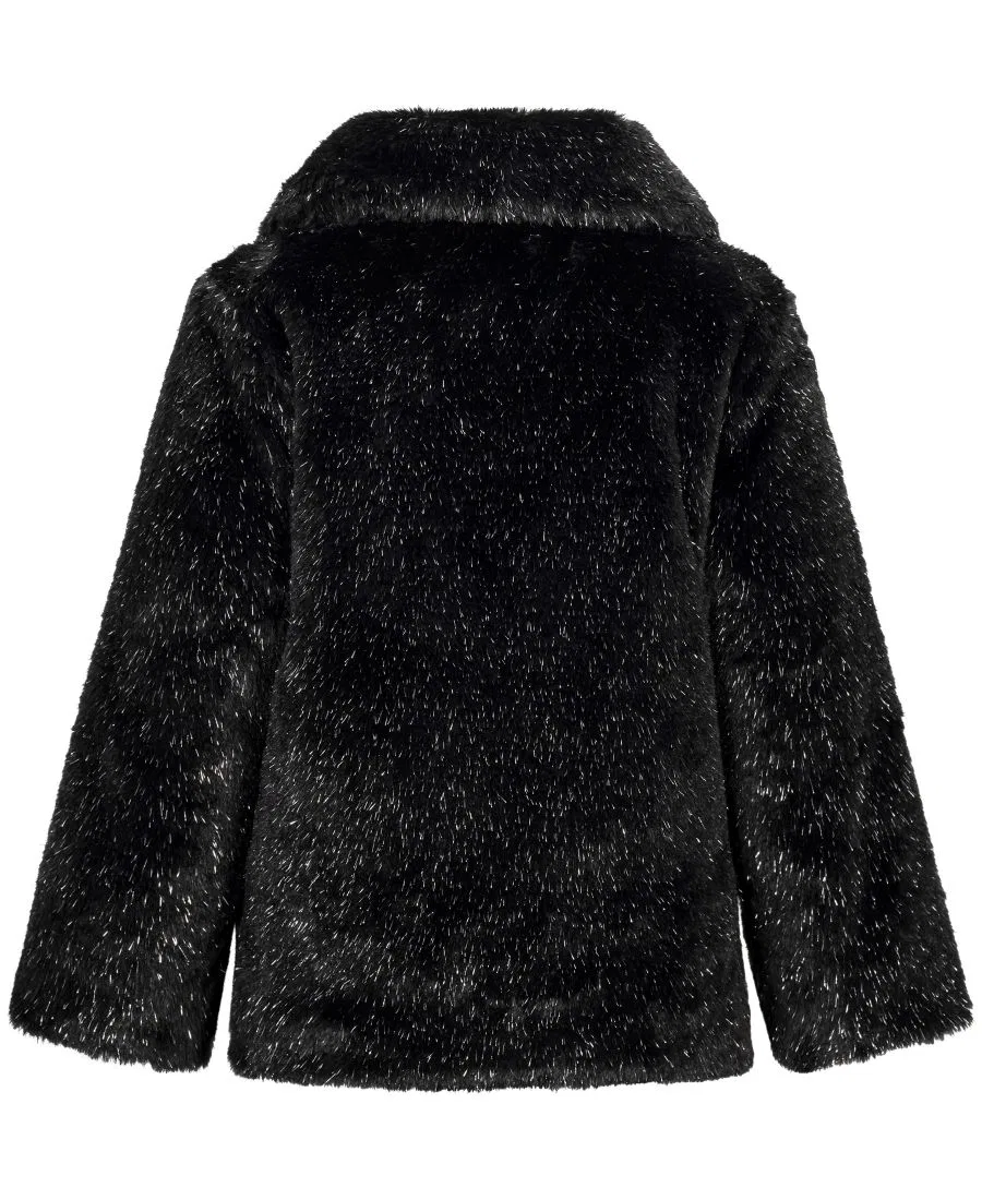 Детская куртка-трапеция из искусственного меха с сумочкой S Rothschild & CO, Black/Silver — фото 2