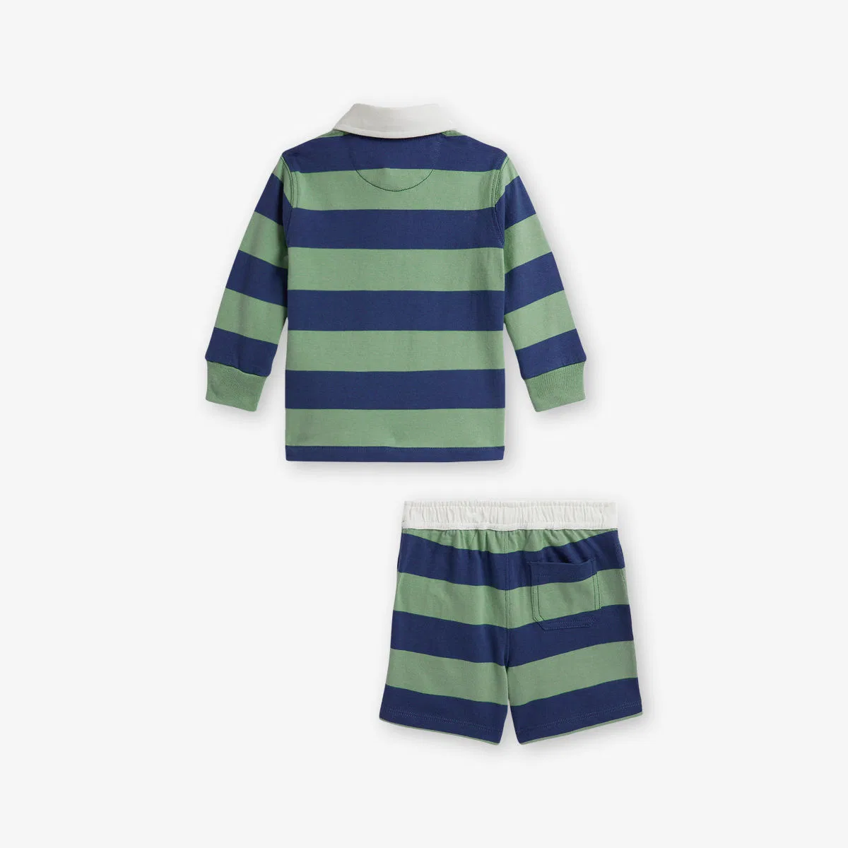 Детский полосатый хлопковый комплект для регби: рубашка и шорты Polo Ralph Lauren, мультиколор — фото 3