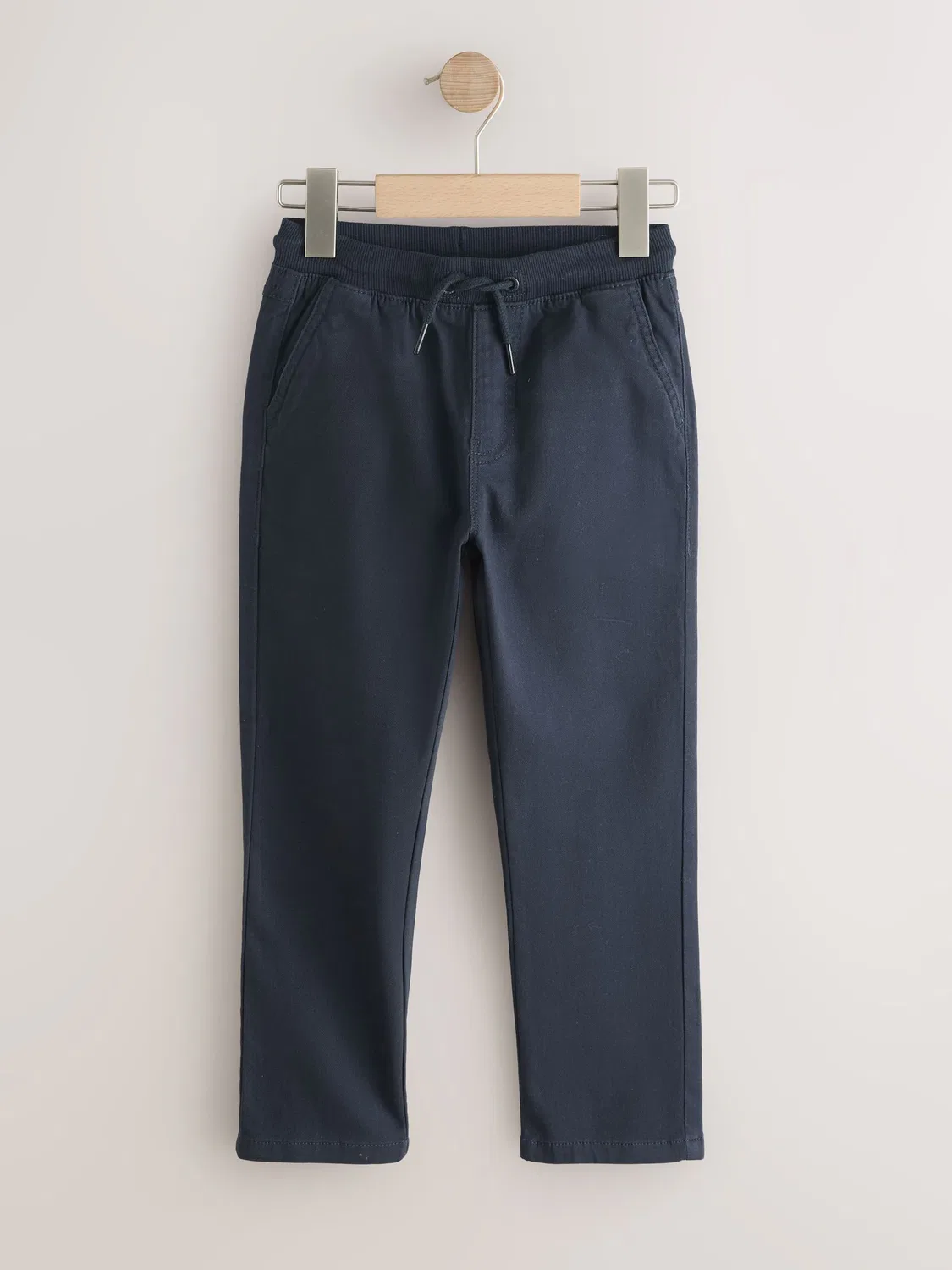 Брюки повседневные на резинке, модель Regular Fit Rib Waist Pull-On Next, темно-синий — фото 4