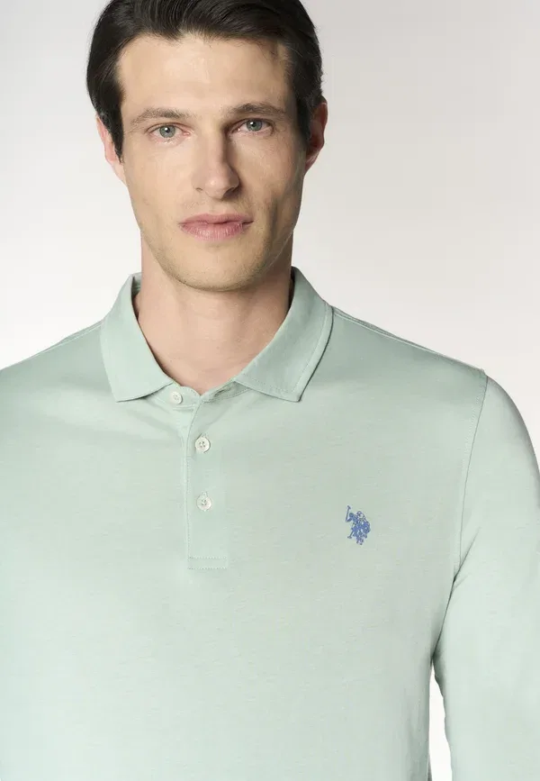 Футболка хлопковая Long sleeved top, U.S. Polo Assn., Mint, мятный — фото 4