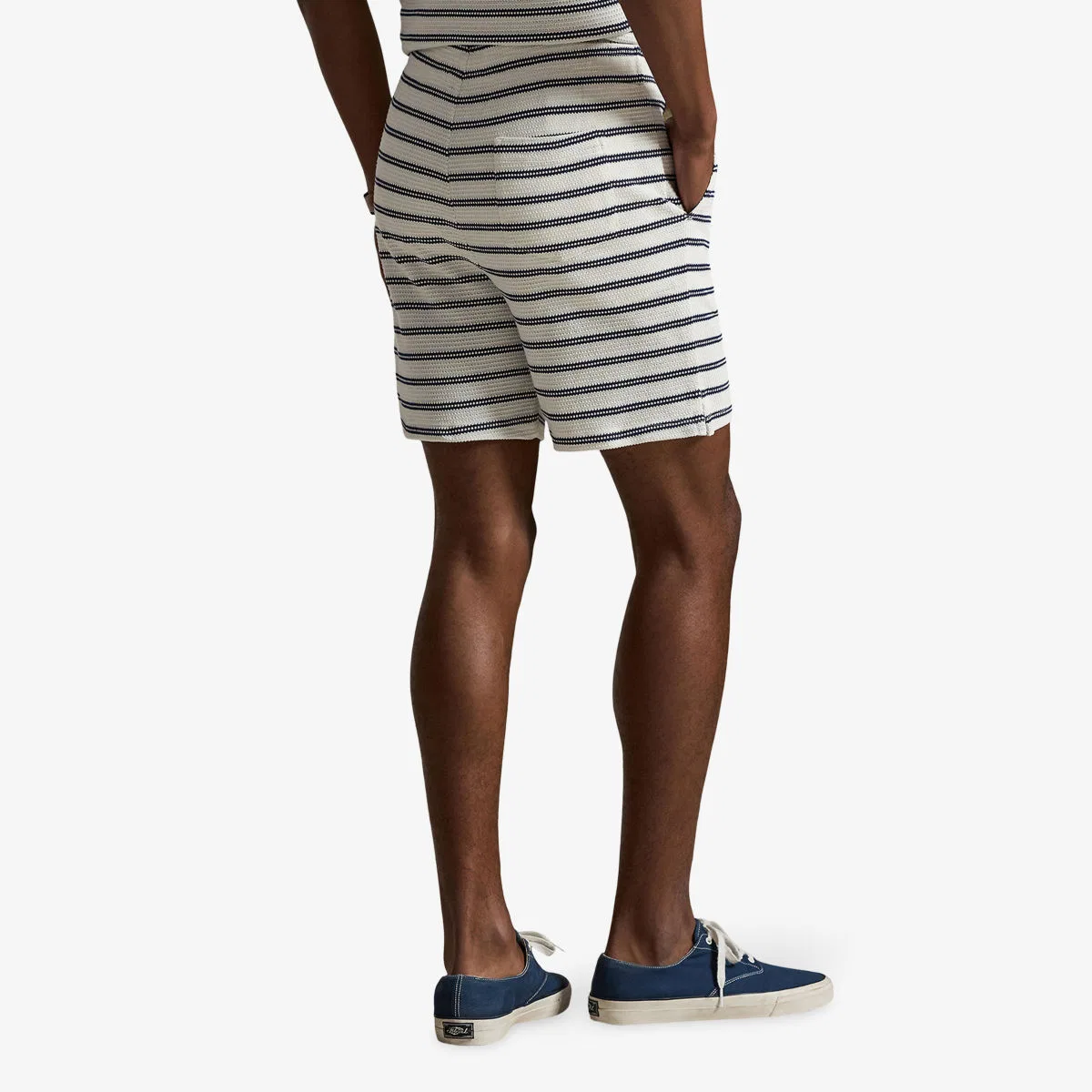 Тканые шорты с текстовой полосой Polo Ralph Lauren, синий/кремовый — фото 4
