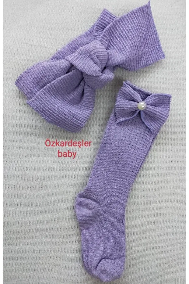Детские носки для новорожденных хлопковые с бантом Özkardeşler Baby, Lilac