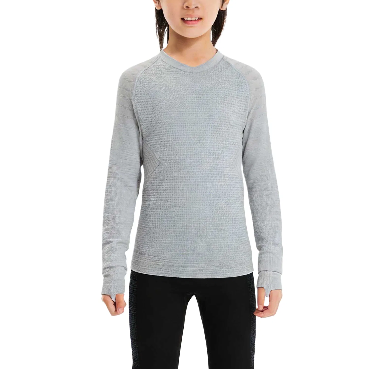 Детская спортивная футболка с круглым вырезом Moderate DECATHLON, Steel Gray/Light Steel Gray — фото 3