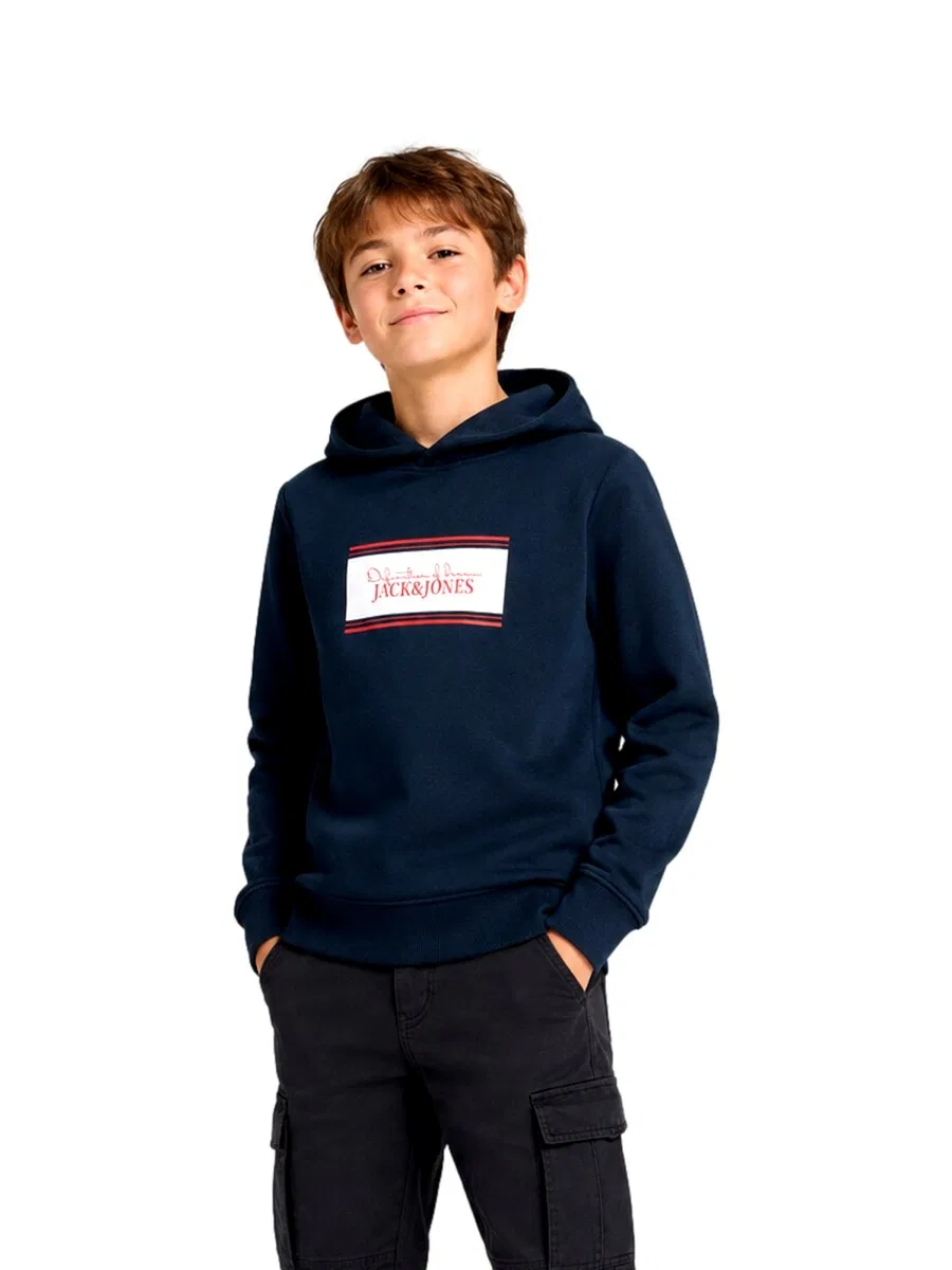 Детская толстовка Jack & Jones Junior 'JJBuster' темно-синего цвета — фото 2