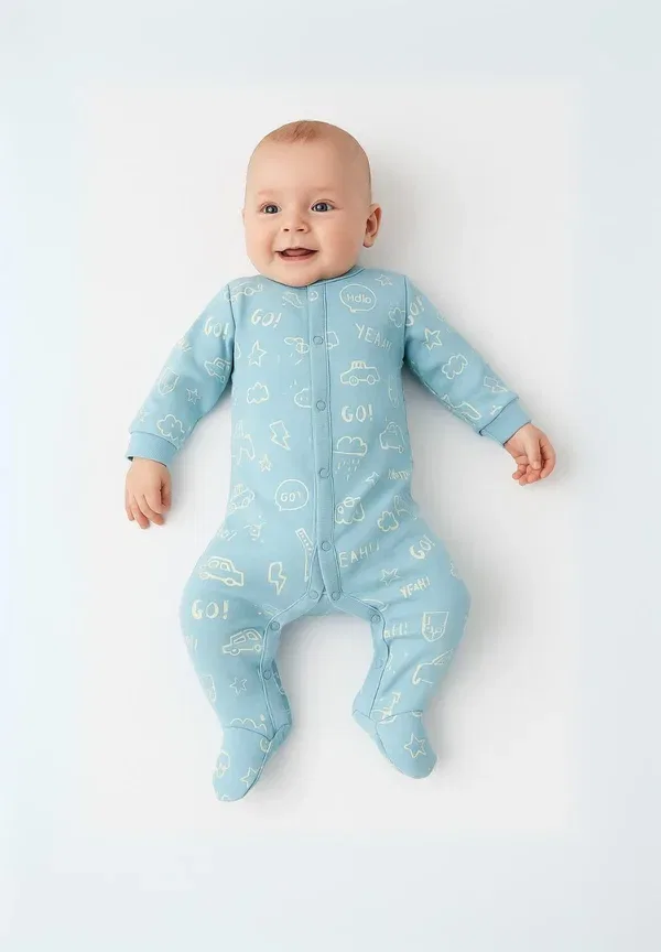 Комплект из 2 боди с длинным рукавом, хлопок, 2 pack long sleeve, Minoti, beige light blue, светло-голубой/бежевый